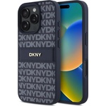 DKNY Калъф DKNY PU Leather Repeat Pattern Tonal Stripe Case за iPhone 16 Pro, син