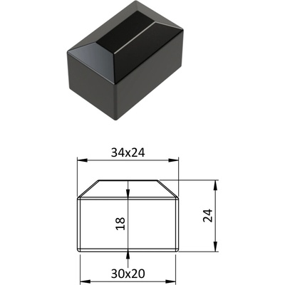 Vnější krytka 20 x 30 mm, plastová PE, černá