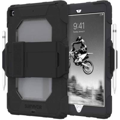 Griffin Survivor All Terrain Rugged Case - защита от най-висок клас за iPad 7 (2019), iPad 8 (2020) (черен)