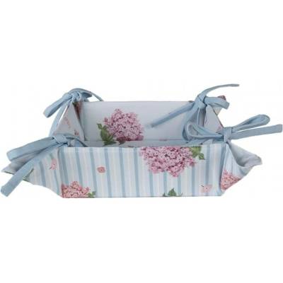 Bavlněný košík na pečivo se vzorem růžové hortenzie Vintage Grace – 35x35x8 cm