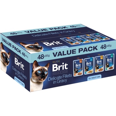 Brit Premium by Nature Cat Fillets in Gravy 48 x 85 g