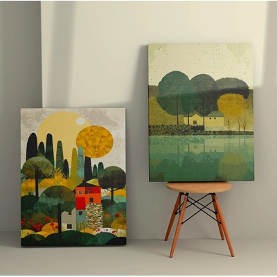 ASIR Set obrazů na plátně 2 ks ( 50 x 70 cm) Domky mezi stromy