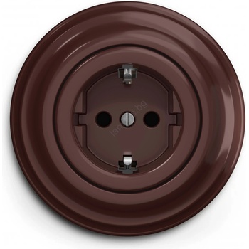 Kliklap - Ретро домашен контакт с рамка SCHUKO 230V/16A кафяв (KA0034G)