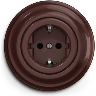 Kliklap - Ретро домашен контакт с рамка SCHUKO 230V/16A кафяв (KA0034G)