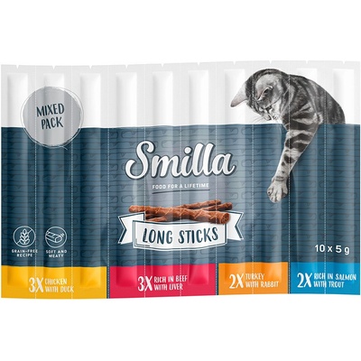 Smilla Long Sticks Mix 1 kuracie a kačica, morčacie a králičie, losos a pstruh, hovädzie a pečeň 30 x 5 g