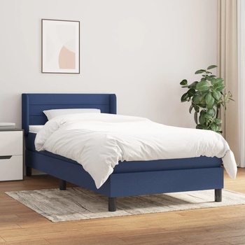 vidaXL Боксспринг легло с матрак, синя, 90x190 см, плат (3129759)