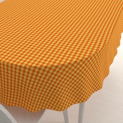 Biante bavlna oválný ubrus Olivia OL-006 Oranžovo-žlutá kostka malá 100x140cm