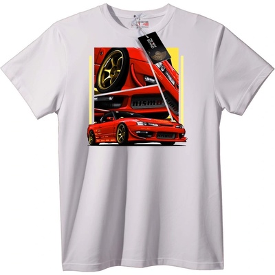 NOONEBRAND Тениска с червена кола на мания - M, Black