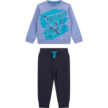 Guess Синьо-лилава блуза със синя щампа и тъмно син спортен панталон за мини момче Guess