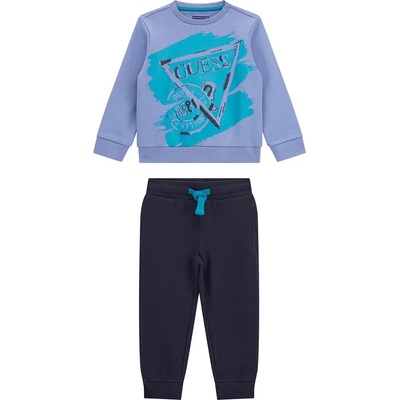 Guess Синьо-лилава блуза със синя щампа и тъмно син спортен панталон за мини момче Guess