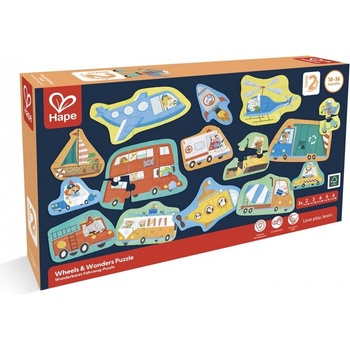 Hape Образователен пъзел превозни средства, Hape, 60 части (H1649)