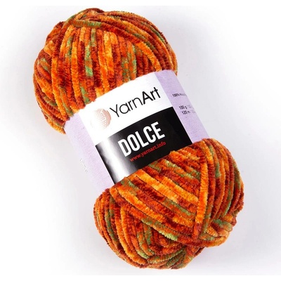 Yarn Art příze Dolce 810 rezavá, oranžová, zelená