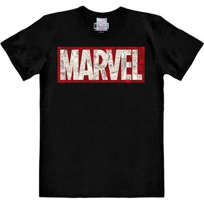 CurePink: pánské tričko Marvel: Comic Block Logo černá