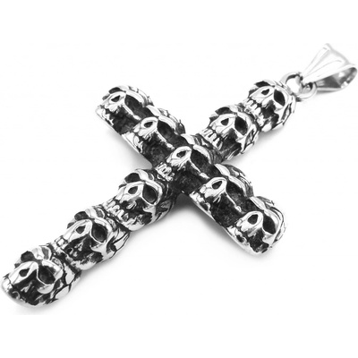 Steel Jewelry přívěsek KŘÍŽ LEBKY Chirurgická ocel PR231121