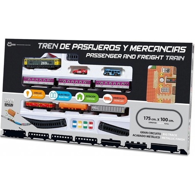 Pequetren 900 Vlak (2v1) se dvěma soupravami 3 osobními a 3 nákladními vozy, stanicí a autíčky – Zboží Mobilmania