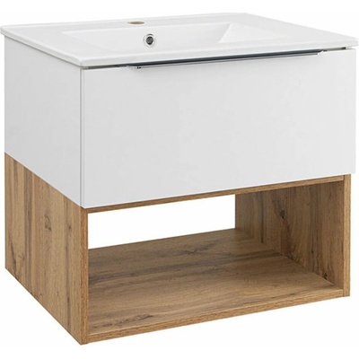A - Interiéry Skříňka s umyvadlem Noel 60 W bílá lak/dub country, 61,5x56,4x47