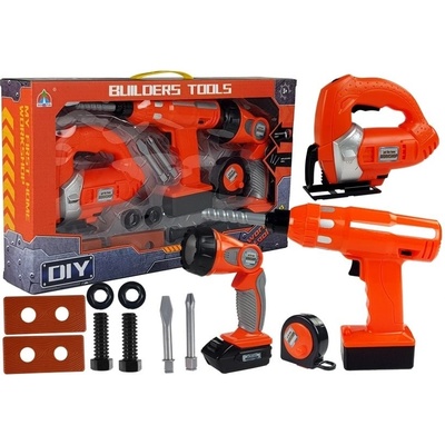 Lean Toys sada náradia pre majstra vŕtačka baterka píla na batérie 12 kusov