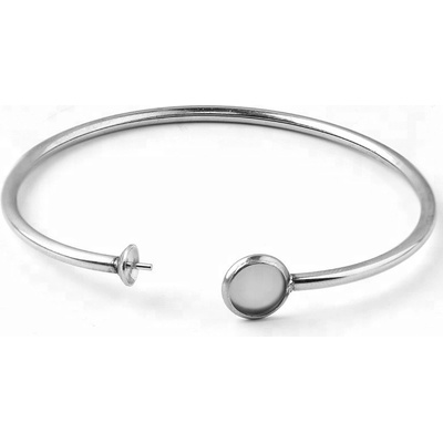 Náramek s lůžkem a dříkem na nalepení korálku nebo perly z chirurgické oceli - Velikost lůžka 6mm PT 008 – Zboží Dáma