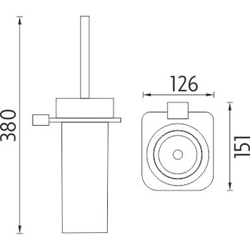 Nimco Kibo Toaletní WC kartáč, sklo rosené matné, Ki X3-94W-26