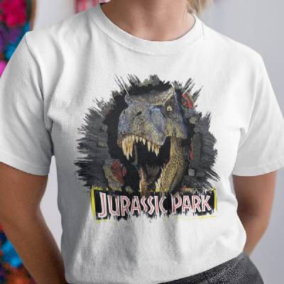Tričko s potlačou JURASSIC PARK Dámsky Biela
