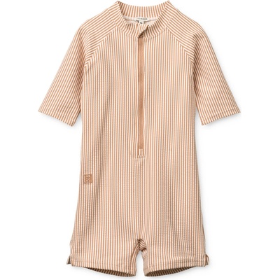 LIEWOOD Детски бански костюм LIEWOOD Kid's Max Seersucker Shortsleeve Swim Jumpsuit Swimsuit - Y/D Stripe Pale Tuscany / Creme De La Creme - размер 80 (EU) (750-3107-0215)