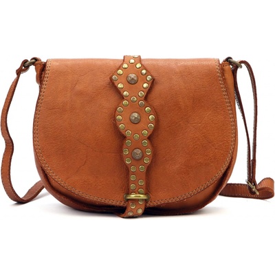 Kožená sedlová crossbody kabelka VS 037 camel