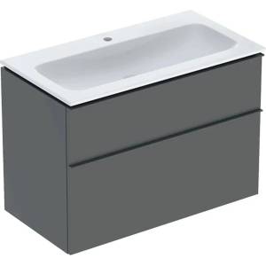 Geberit Комплект стенен шкаф Geberit iCon lava mat с 2 чекмеджета и мивка 90 см, бял (502.337.JK.1)