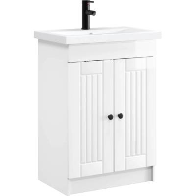 vidaXL Комплект мебели за баня Бял гланц 78, 5 x 37, 5 x 81 см (3404198)