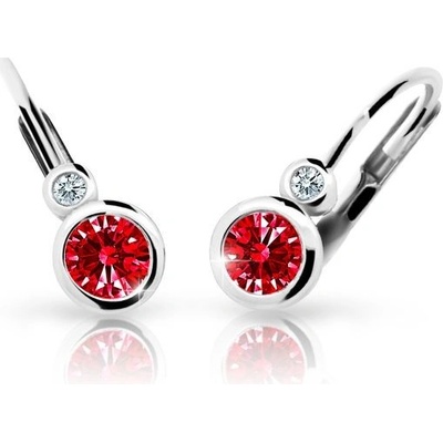 Danfil dětské náušnice C1984 z bílého zlata s kamínkem Ruby Dark zapínání klapka