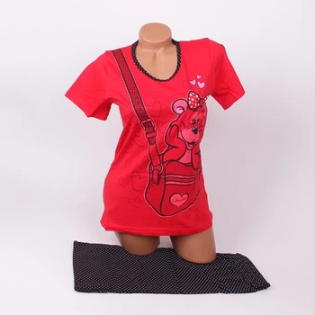 Image 1 of Пижама в червено и черно с картинка на мече