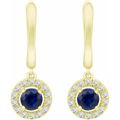 Eppi Zlaté visací náušnice se safíry a diamanty Macy E35644