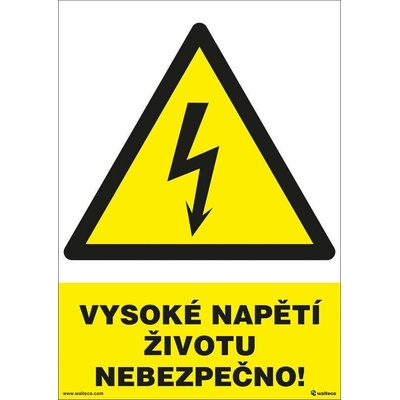 Walteco Vysoké napětí, životu nebezpečno! 210x297mm, formát A4, plastová tabulka Množství: 1 ks , 20013