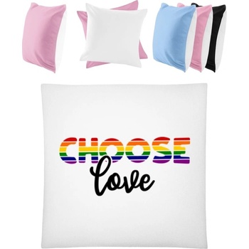 Darčeky PrintEQ Dúhový Vankúš s Nápisom Choose Love Biela Anitcká Ružová 40x40