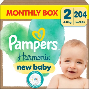 Pampers Harmonie месечен пакет пелени 4-8 кг Mini 2 (204 бр. ) (81754105)