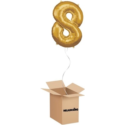 HeliumKing Balónový box Narodeninové číslo 8 zlatý 86 cm