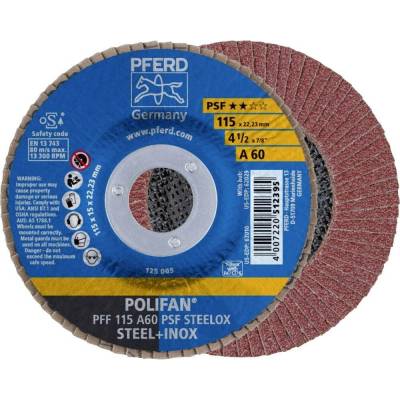 PFERD TOOLS 67646115 PFF 115 A 60 PSF STEELOX vějířovitý brusný kotouč Průměr 115 mm Ø otvoru 22.23 mm Zrnitost 60 nerez