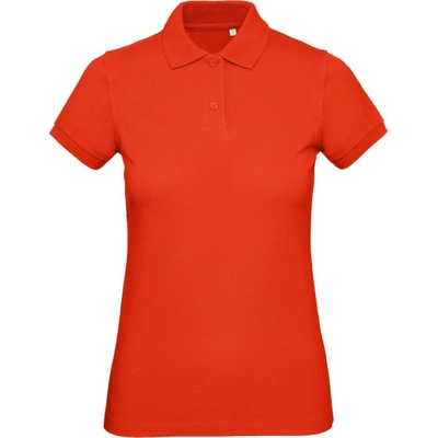 B&C Polokošile Inspire Polo piqué z bio bavlny dámské krátký rukáv COT 010440u3500 Červená ohnivá