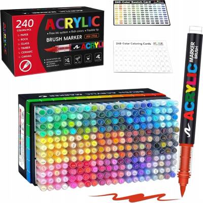 žiadna značka Akrylové popisovače 240 farieb na sklo, keramiku, kameň, drevo