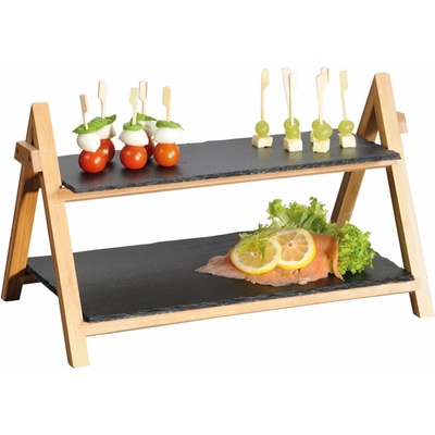 KESPER Etažér 2 poschodia 45 x 27 x 24 cm bridlica/bambus KESPER 38118