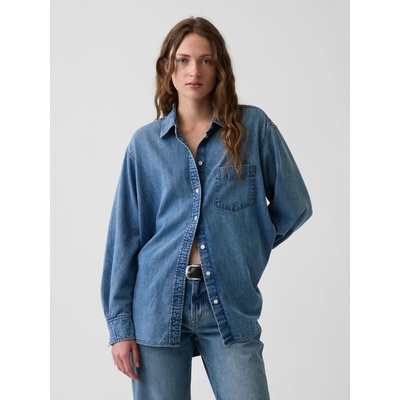 GAP Džínsová oversize košeľa Big Shirt Tmavomodrá