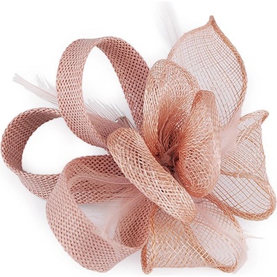 Stoklasa Fascinátor / brož květ s peřím 2 pudrová