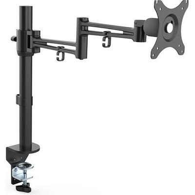 Polohovatelný držák pro monitor, 10KG, svorka, 17"-30", otočný, černý (MS002)