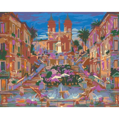 Zuty Malování podle čísel Fontána a květiny pod palácem 50 x 40 cm vypnuté plátno na rám