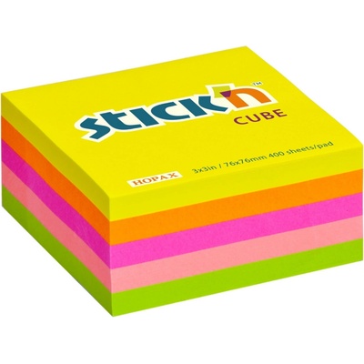 Kostka samolepicí Stick´n 76x76 mm, neonová, 400 lístků