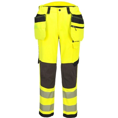 Portwest hi-vis ev4 ev448 / Мъжки светлоотразителни еластични работни панталони с талията - hv жълти uk 34/eu 50 (ev448ybr34)