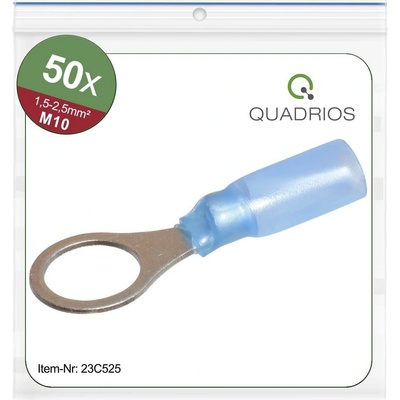 Quadrios 23C525 guľaté káblové oko Prierez=2.5 mm² Ø otvoru=10.5 mm čiastočne izolované modrá 50 ks
