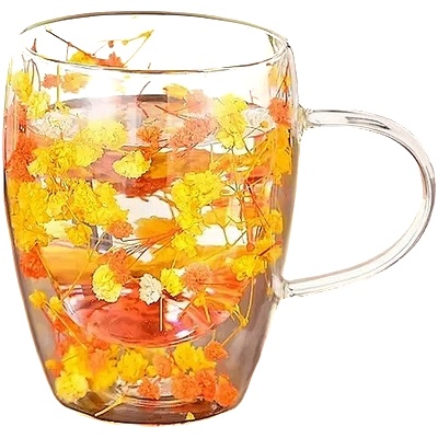 CupHup Стъклена термо чаша CupHup Passion Flower, Двойно дъно, Vita Verre (02-20)