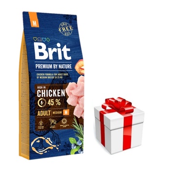 Brit Premium By Nature Adult M 15кг + безплатна изненада за кучето