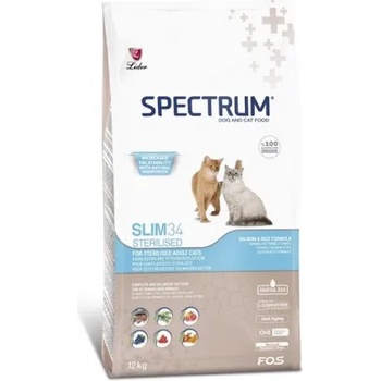 Lider Pet Food Spectrum Adult Cat Food Slim 34 - Пълноценна храна за израснали котки със склонност към напълняване или кастрирани, наднормени килограми, със сьомга - 12 кг, Турция