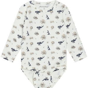 Minymo Детско ежедневно термо бельо Minymo Kid's Body L/S AOP Body - White Pepper - размер 68 (EU) (714-1853-0212)
